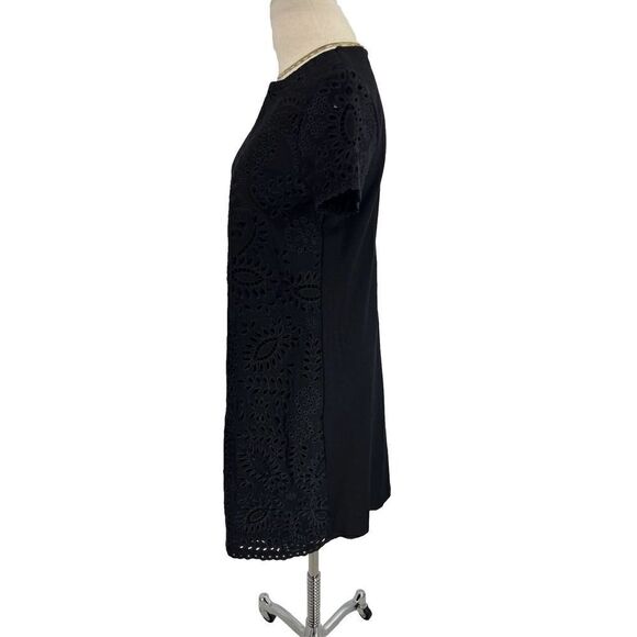 J. Mclaughlin Black Shift Dress Eyelet Embroidery Bainbridge Jewel XS - Picture 4 of 12